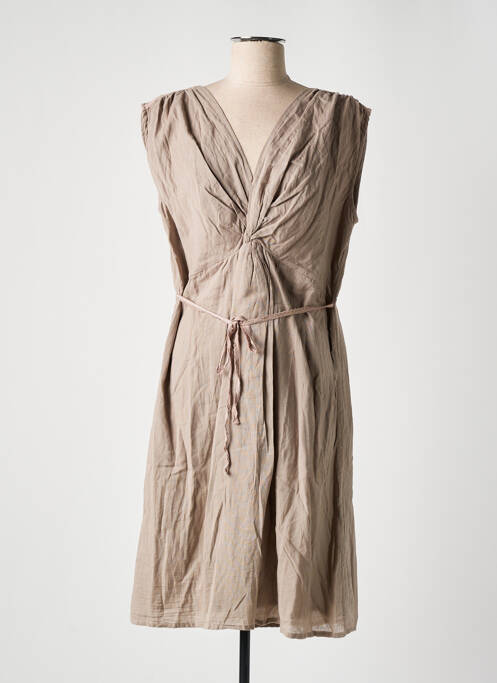 Robe mi-longue manches courtes manches courtes beige NOA NOA femme