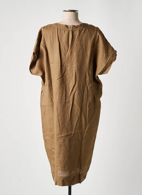Robe mi-longue coupe fluide manches courtes marron BY BAR femme