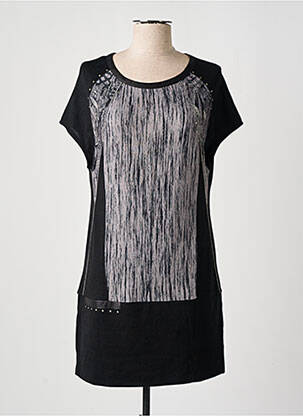 Robe mi-longue manches courtes manches courtes noir KALISSON femme