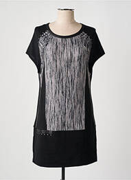 Robe mi-longue manches courtes manches courtes noir KALISSON femme