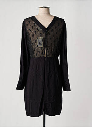 Robe courte fermeture zippée au dos manches longues noir SEE U SOON femme