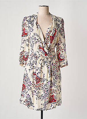 Robe courte manches 3/4 manches 3/4 beige SEE U SOON femme