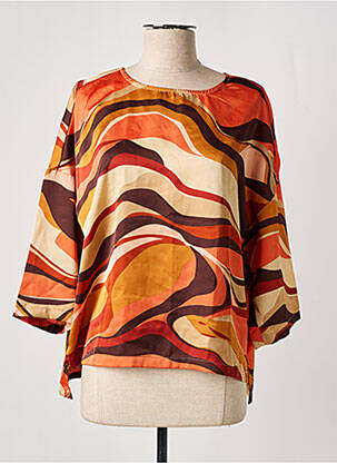 Blouse col rond manches 3/4 orange SEE U SOON femme