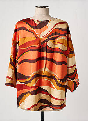 Blouse col rond manches 3/4 orange SEE U SOON femme