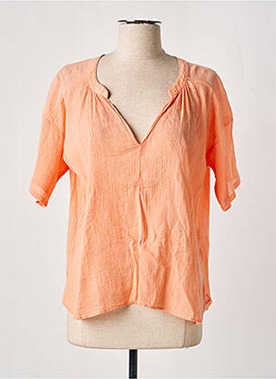 Blouse légère et transparente manches courtes orange AMOUR femme