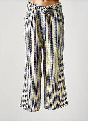Pantalon large fermeture zippée sous rabat boutonné taille haute bleu THE KORNER femme
