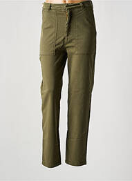 Pantalon droit stretch taille haute vert REIKO femme
