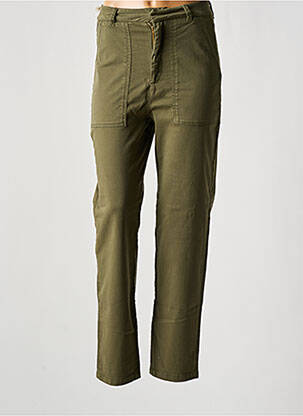 Pantalon droit stretch taille haute vert REIKO femme