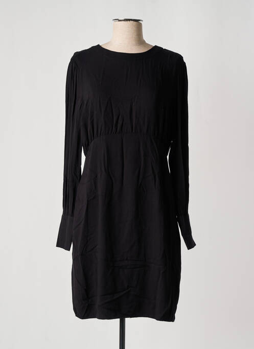 Robe courte fermeture zippée au dos manches longues noir SEE U SOON femme