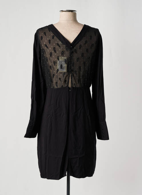 Robe courte fermeture zippée au dos manches longues noir SEE U SOON femme