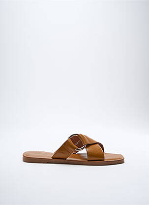 Mules/sabots matière lisse talon plat jusqu'à 3cm marron SUNCOO femme