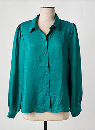 Chemisier coupe fluide manches longues vert ICHI femme