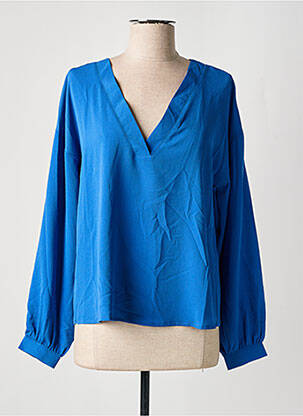 Blouse poignets boutonnés avec fente manches longues bleu VERO MODA femme