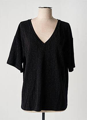 Top stretch manches courtes noir ICHI femme