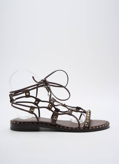 Sandales/nu pieds chiquet talon plat jusqu'à 3cm marron ASH femme