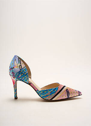 Escarpins tissage satiné talon de 7 à 9cm bleu HOGL femme