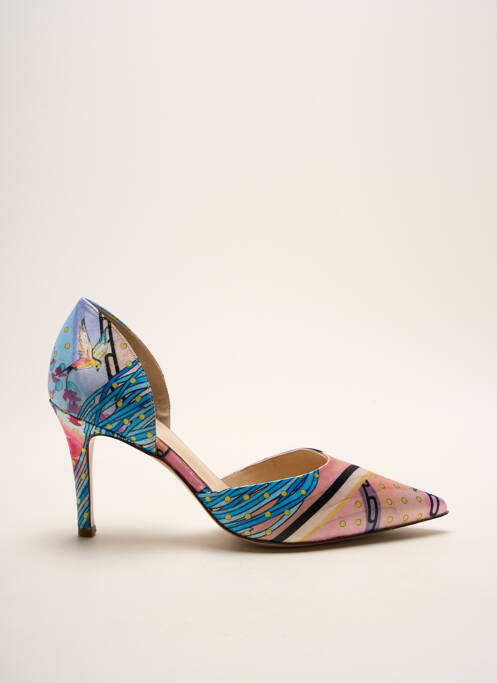 Escarpins tissage satiné talon de 7 à 9cm bleu HOGL femme