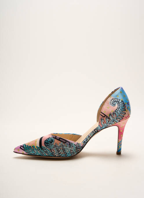 Escarpins tissage satiné talon de 7 à 9cm bleu HOGL femme