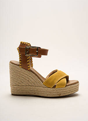 Espadrilles tissage satiné talon de 7 à 9cm jaune NERO GIARDINI femme