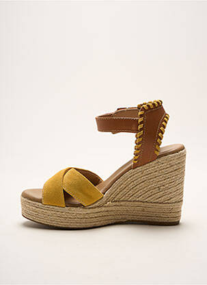Espadrilles tissage satiné talon de 7 à 9cm jaune NERO GIARDINI femme