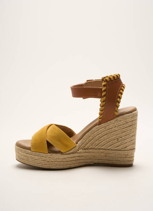 Espadrilles tissage satiné talon de 7 à 9cm jaune NERO GIARDINI femme