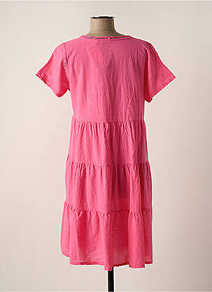 Robe mi-longue manches courtes manches courtes rose COULEURS DU TEMPS femme