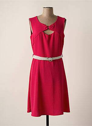 Robe mi-longue tissage crêpe sans manche rose CHRISTINE LAURE femme