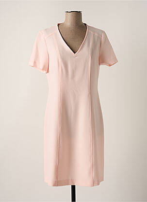 Robe mi-longue tissage crêpe manches courtes rose MODISSIMO femme