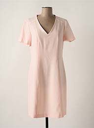 Robe mi-longue tissage crêpe manches courtes rose MODISSIMO femme