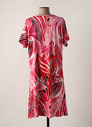 Robe mi-longue imprimé fleurs manches courtes rose HAJO femme