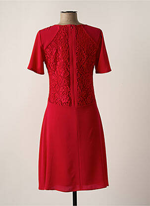Robe mi-longue tissage crêpe manches courtes rouge GUY DUBOUIS femme