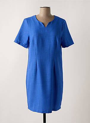 Robe courte fermeture zippée au dos manches courtes bleu ELEANE femme