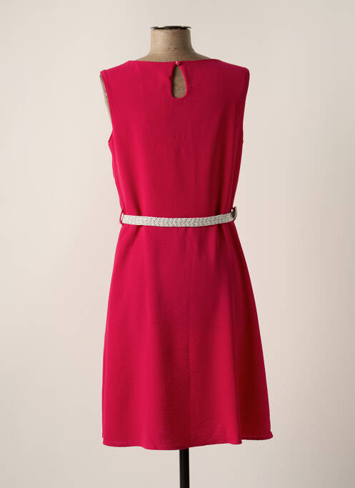 Robe mi-longue tissage crêpe sans manche rose CHRISTINE LAURE femme