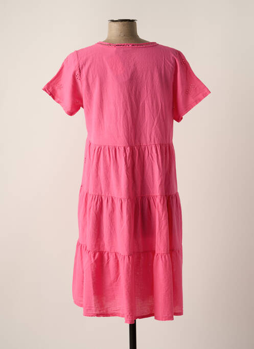 Robe mi-longue rose COULEURS DU TEMPS pour femme
