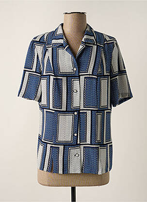 Chemisier tissage crêpe manches courtes bleu GUY DUBOUIS femme