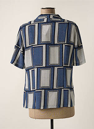 Chemisier tissage crêpe manches courtes bleu GUY DUBOUIS femme