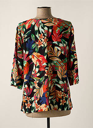 Blouse imprimé fleurs manches 3/4 noir GEVANA femme