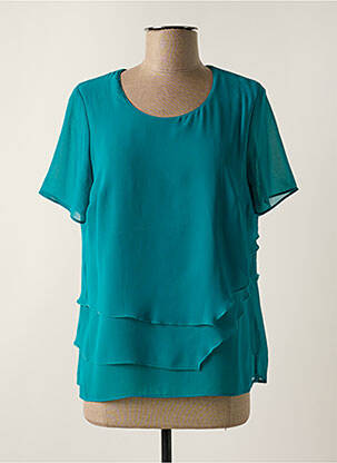 Top tissage crêpe manches courtes vert GREGORY PAT femme