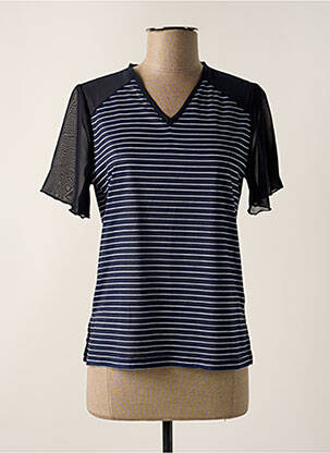 T-shirt col v manches courtes bleu ELEANE femme