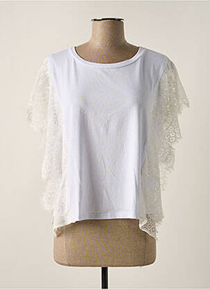 T-shirt stretch manches courtes blanc PLEASE femme