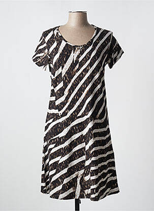 Robe mi-longue manches courtes manches courtes marron HAJO femme