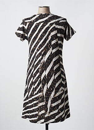 Robe mi-longue manches courtes manches courtes marron HAJO femme