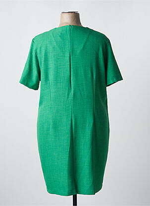 Robe mi-longue tissage crêpe manches courtes vert ELEANE femme