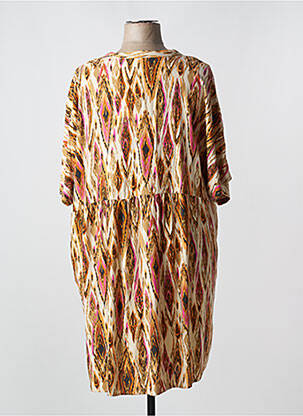Robe mi-longue tissage crêpe manches courtes beige CISO femme