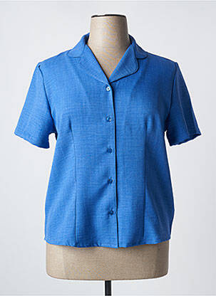 Chemisier coupe cintrée manches courtes bleu ELEANE femme