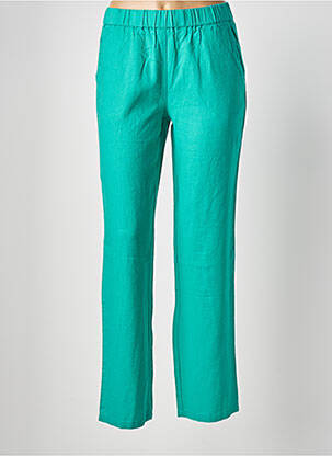 Pantalon droit tissage popeline taille normale vert ÉTYMOLOGIE femme