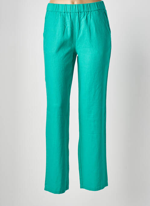 Pantalon droit tissage popeline taille normale vert ÉTYMOLOGIE femme
