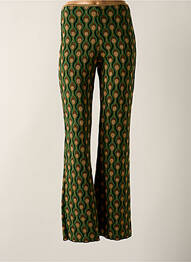 Pantalon flare taille élastique taille haute vert MALIPARMI femme