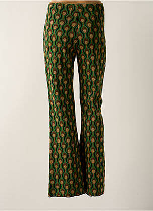 Pantalon flare taille élastique taille haute vert MALIPARMI femme
