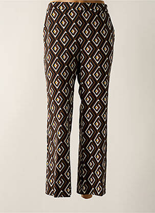 Pantalon 7/8 taille haute taille haute marron MALIPARMI femme